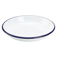 Emaille Pastabord Met Blauwe Rand 18 Cm