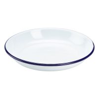 Emaille Pastabord Met Blauwe Rand 20 Cm