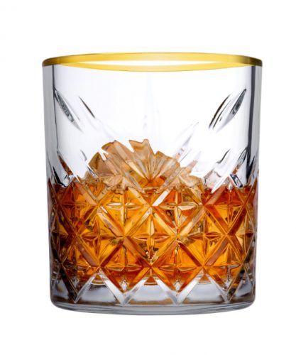 timeless whiskey glas met gouden rand